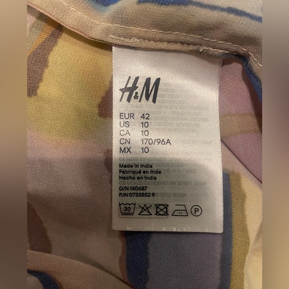 H&M Studio Collection Multicolor Rainbow Silk Maxi Balloon Sleeve Dress - Picture 8 of 8